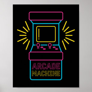 Retro 80s 90s Neon Arcade Machine Cabinet Poster