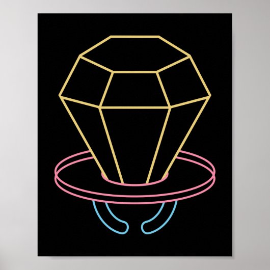 Retro 80s 90s Neon Ring Pop Snoep Poster (Voorkant)