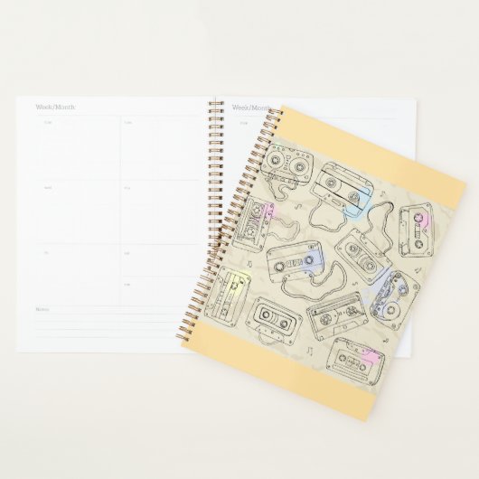 Retro 80s 90s Nostalgic Cassette Mix Tape Pattern Planner (Display)