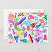 Retro 80's '90's 'Summer Beach Collage Pattern' Briefkaart (Voorkant / Achterkant)