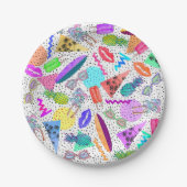 Retro 80's '90's 'Summer Beach Collage Pattern' Papieren Bordje (Voorkant)