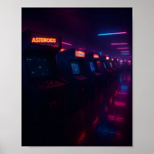 Retro 80s Arcade Gaming Esthetiek Neon Licht Poster