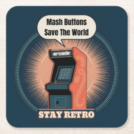 Retro 80s Arcade Gaming Nerdy Humor Vierkante Kartonnen Onderzetter