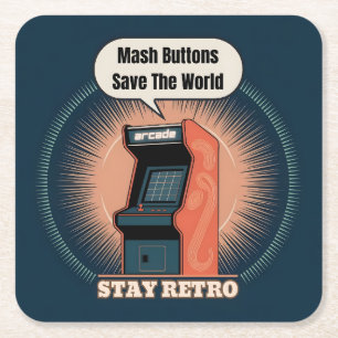 Retro 80s Arcade Gaming Nerdy Humor Vierkante Kartonnen Onderzetter