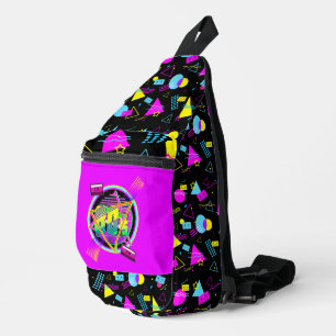 RETRO 80s BAND KLEURRIJKE VORMEN Sling Bag