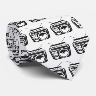 Retro 80s Boombox Patroon Stropdas