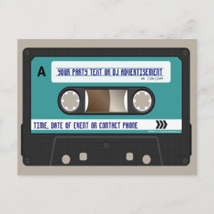 Retro 80s Cassette mixtape gepersonaliseerd Uitnodiging Briefkaart