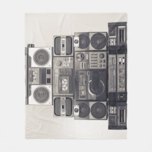 Retro 80s Cassette Recorders Patroon. Fleece Deken