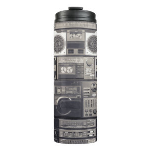 Retro 80s Cassette Recorders Patroon. Thermosbeker