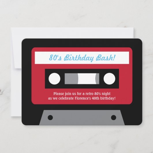 Retro 80s Cassette Tape Anniversaire Invitations d (Devant)