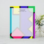 Retro 80s Color Block Gepersonaliseerd Briefhoofd (Staand voorkant)