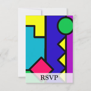 Retro 80s Color Block RSVP Kaartje