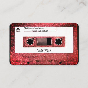 Retro 80's Coral Glitter Cassettebandje Mixtape Visitekaartje