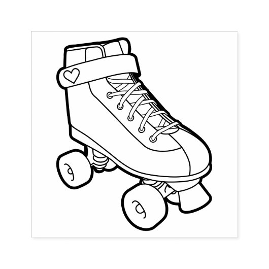 Retro 80s Cute Cartoon Roller Schaats Rubberstempel (Afrduk)