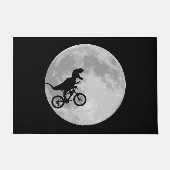 Retro 80s Dinosaur bike en Moon Deurmat (Voorkant)