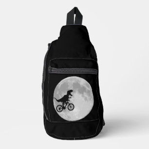 Retro 80s Dinosaur bike en Moon Sling Bag
