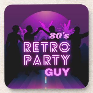 Retro 80s Disco Dance Party Neon Paarse Funky Bier Onderzetter