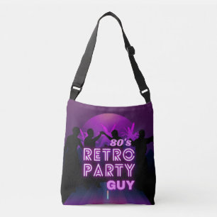 Retro 80s Disco Dance Party Neon Paarse Funky Crossbody Tas