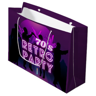Retro 80s Disco Dance Party Neon Paarse Funky Groot Cadeauzakje
