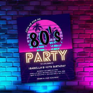 Retro 80's Disco Party Verjaardag Budget Uitnodigi
