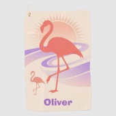 Retro 80s Flamingo Vibes – Pastel Sunset Golfhanddoek (Voorkant)