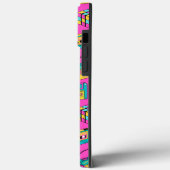 Retro 80s Fun Colorful Girly Neon Pink Monogram Case-Mate iPhone Case (Achterkant / Links)