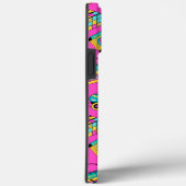 Retro 80s Fun Colorful Girly Neon Pink Monogram Case-Mate iPhone Case (Achterkant / Rechts)