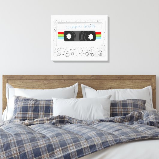 Retro 80s funky cassette tape canvas afdruk (Insitu (Slaapkamer))