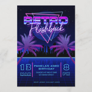 Retro 80's Futuristic Grid Verjaardag Kaart