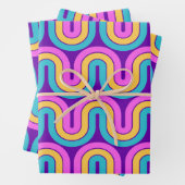 Retro 80s Geometrische Gradient Wave Ontwerp Inpakpapier Vel (In situ)