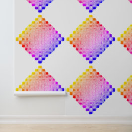 Retro 80's Gepixelte Glas Kubus Schachbrett Vierka Behang