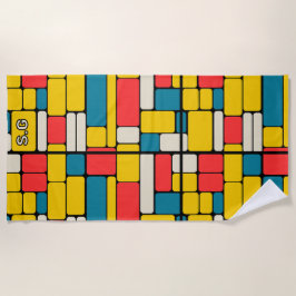 Retro 80s gewaagde geometrische moderne helder strandlaken