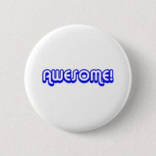 Retro 80's Geweldige! Blauw Ronde Button 5,7 Cm