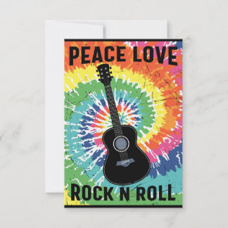 Retro 80s Hippie Peace Love Rock N Roll Bedankkaart