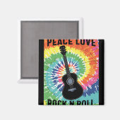Retro 80s Hippie Peace Love Rock N Roll Magneet (Voorkant / Achterkant)