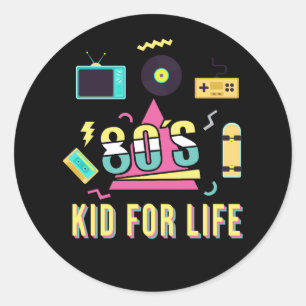 Retro 80's Kind voor het Leven 1980s Cool Eightie Ronde Sticker