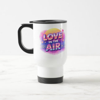 Retro 80's Liefde in de Lucht Valentijnsdag Liefde Reisbeker