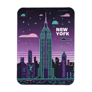 Retro 80s Lo-Fi Vaporwave Empire State Building Magneet