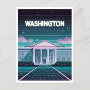 Retro 80s LoFi Synthwave Witte Huis Washington DC Briefkaart