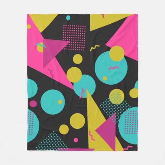 Retro 80s Memphis geometrisch ontwerp Fleece Deken (Voorkant)