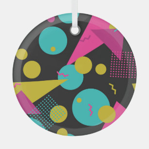Retro 80s Memphis geometrisch ontwerp Glas Ornament