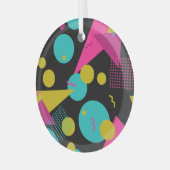 Retro 80s Memphis geometrisch ontwerp Glas Ornament (Voorkant links)