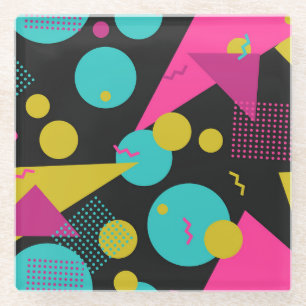 Retro 80s Memphis geometrisch ontwerp Glazen Onderzetter