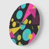 Retro 80s Memphis geometrisch ontwerp Grote Klok (Hoek)