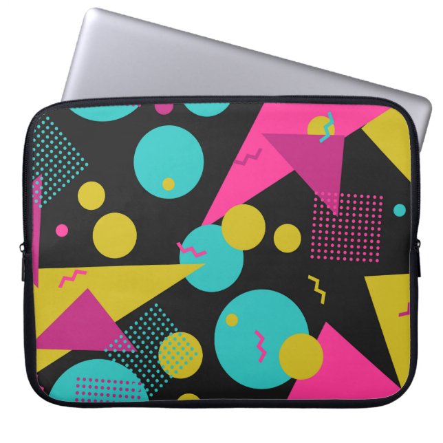 Retro 80s Memphis geometrisch ontwerp Laptop Sleeve (Voorkant)