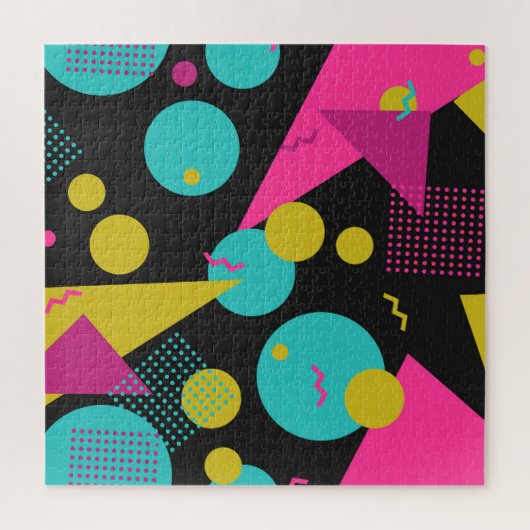Retro 80s Memphis geometrisch ontwerp Legpuzzel (Verticaal)
