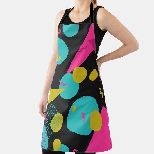 Retro 80s Memphis geometrisch ontwerp Schort (Insitu)