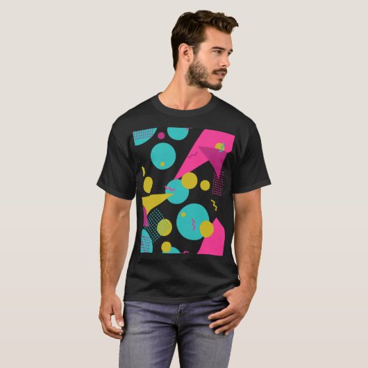 Retro 80s Memphis geometrisch ontwerp T-shirt (Voorkant volledig)