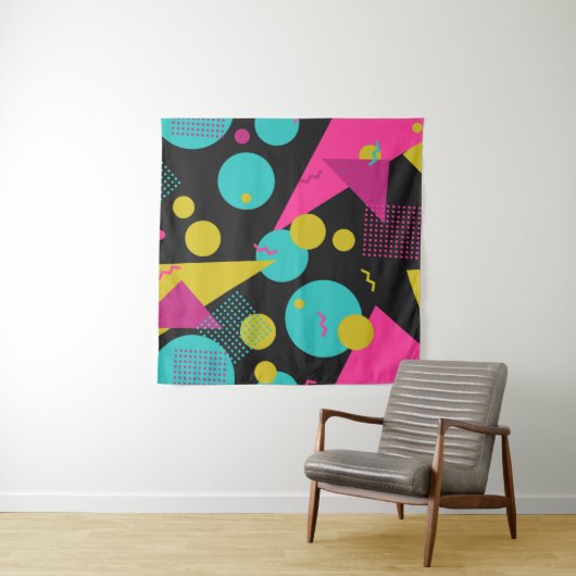 Retro 80s Memphis geometrisch ontwerp Wandkleed (In situ)