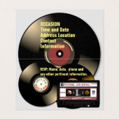 Retro 80's Mix Tape-cassettes en -platen Kaart (Binnenkant ongevouwen)